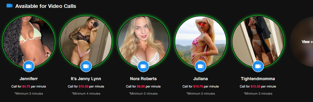 Profili SextPanther con prezzi al minuto e durata minima delle videochiamate