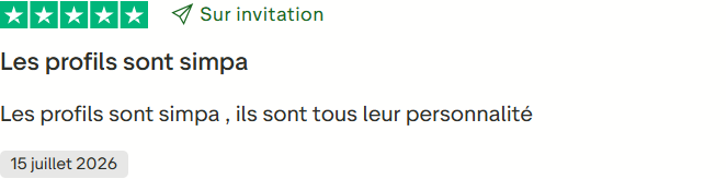 Court avis positif de Kevin publié sur Trustpilot à propos des personnages de Secrets AI