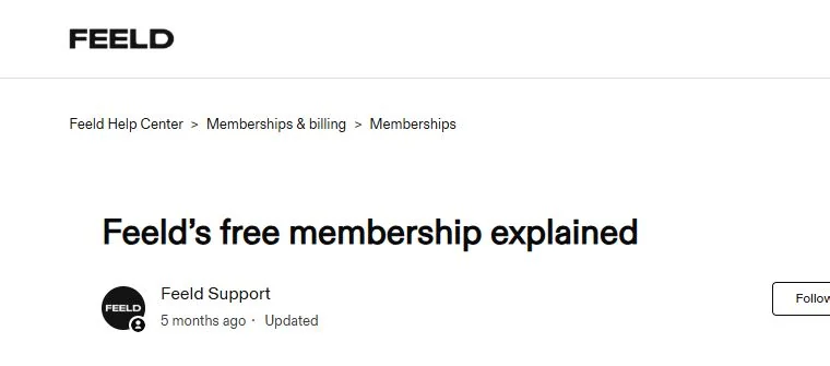 Feeld help centre listing the features included in its free membership