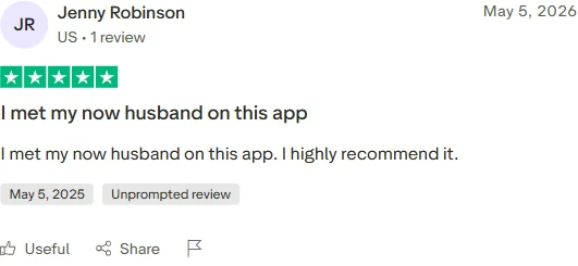 Jenny Robinson's five star Zoosk review on Trustpilot with its publication and experience dates